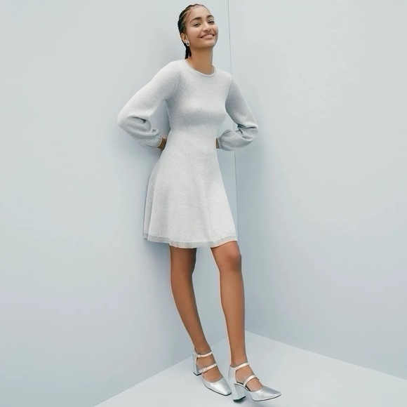 J.Crew Lurex Back Twist Silver Dress - Picture 2 of 9